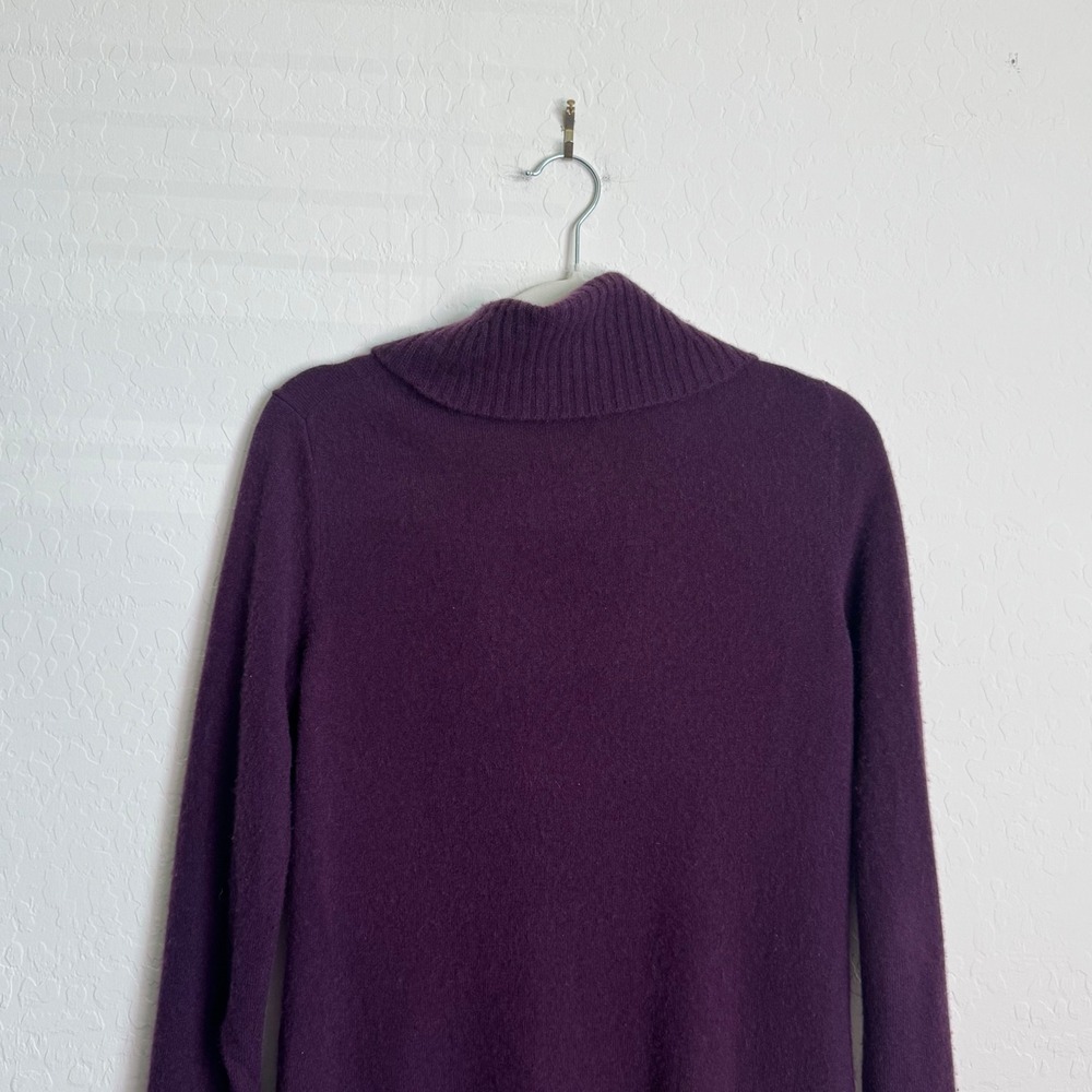 Ann Taylor Cashmere Cardigan Plum Purple Shawl Collar Button Front Sweater M - Picture 8 of 10